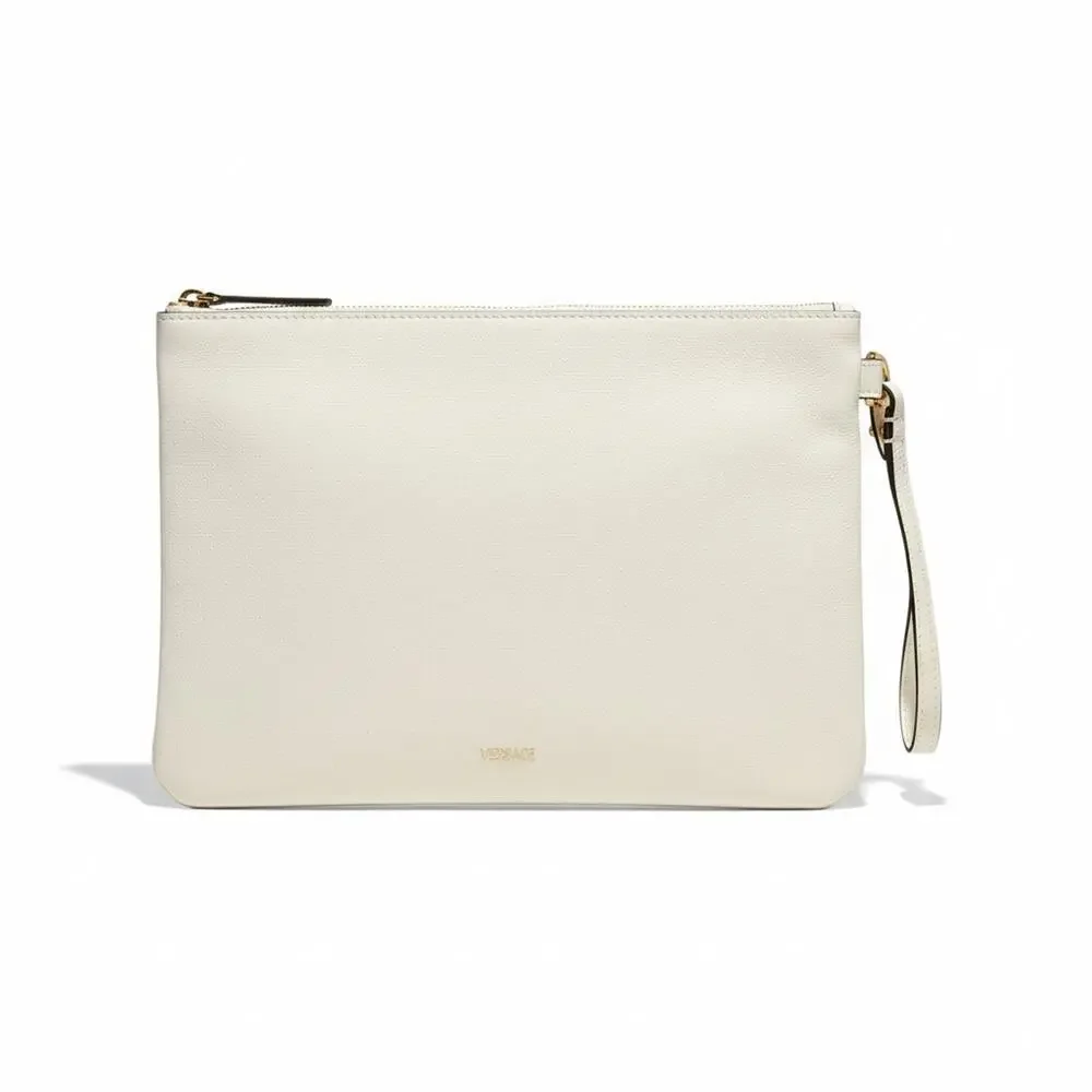 NWT Versace White Gold Medusa Leather Wristlet Clutch Bag 100% Authentic $850 - Picture 2 of 12
